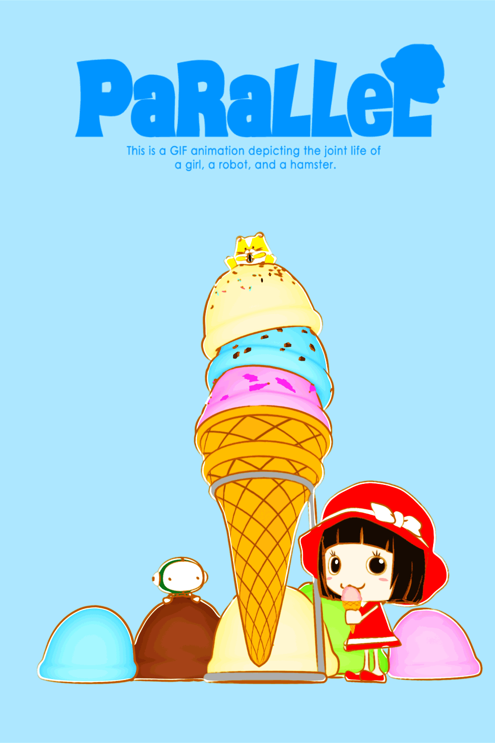 アイスクリームを食べてるキャラクターのイラスト